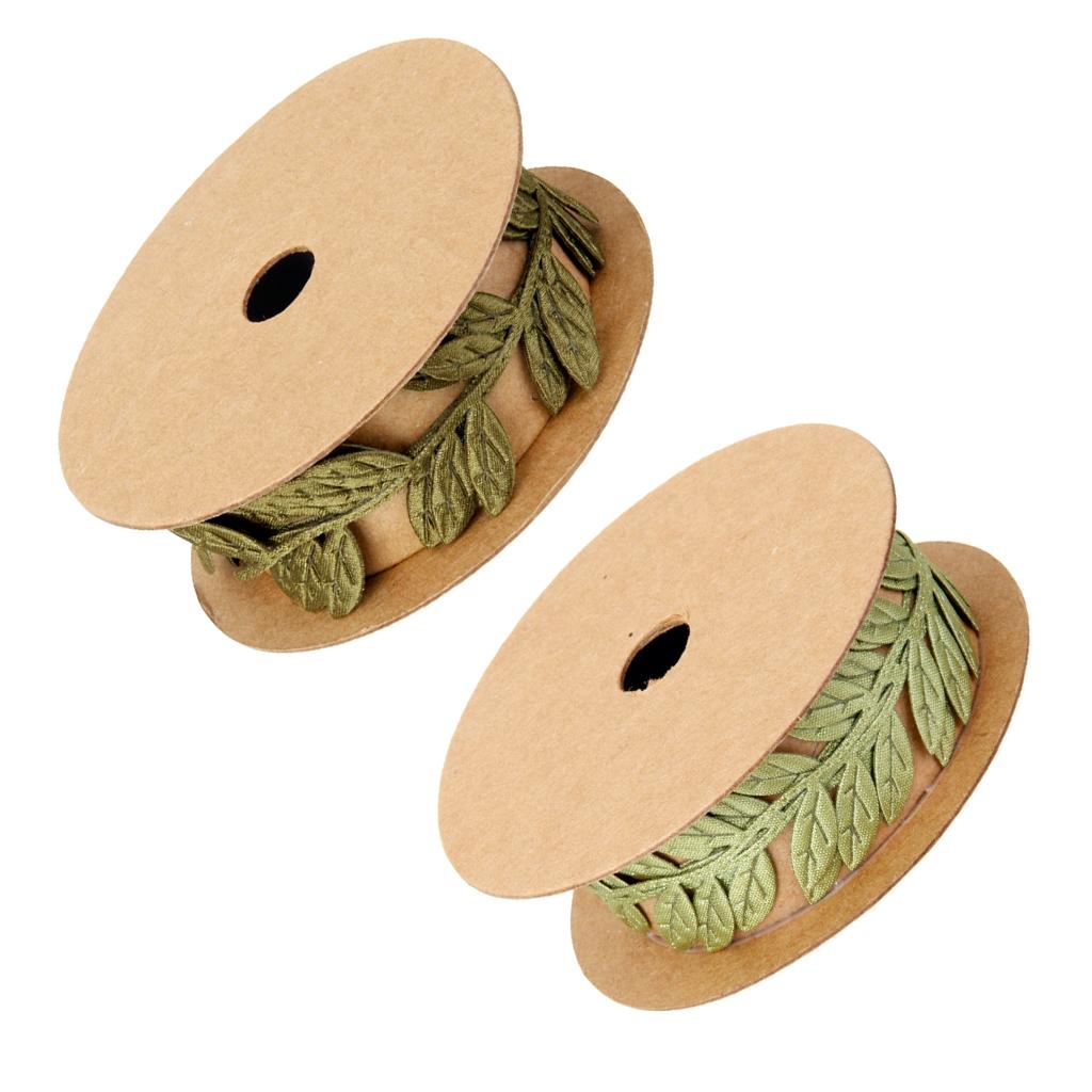 2 Rolls Vintage Satin Leaf Leaves Vine Garlands Ribbon Trim Sewing Craft