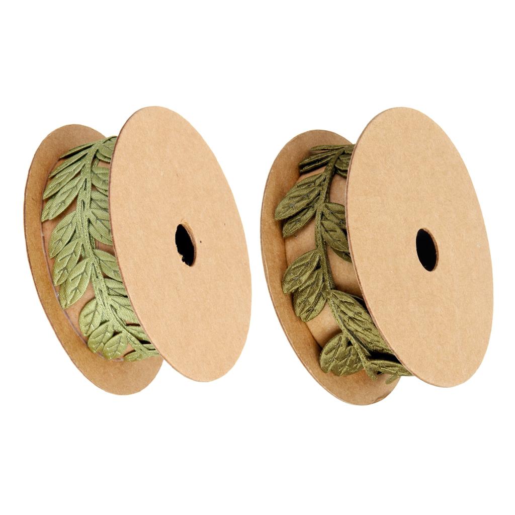 2 Rolls Vintage Satin Leaf Leaves Vine Garlands Ribbon Trim Sewing Craft