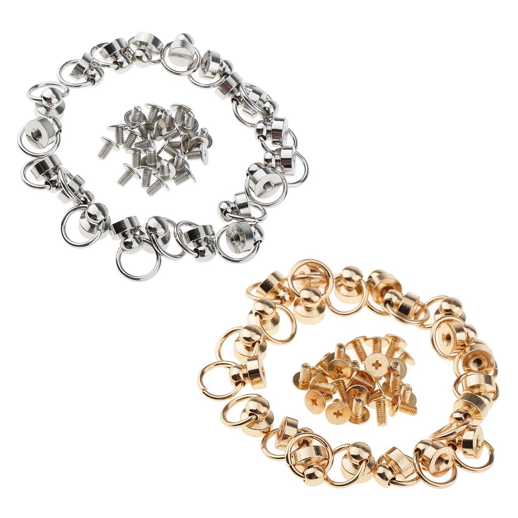 40Pcs Ball post with Round Ring Swivel Screw Back Rivets for Leathercrafts