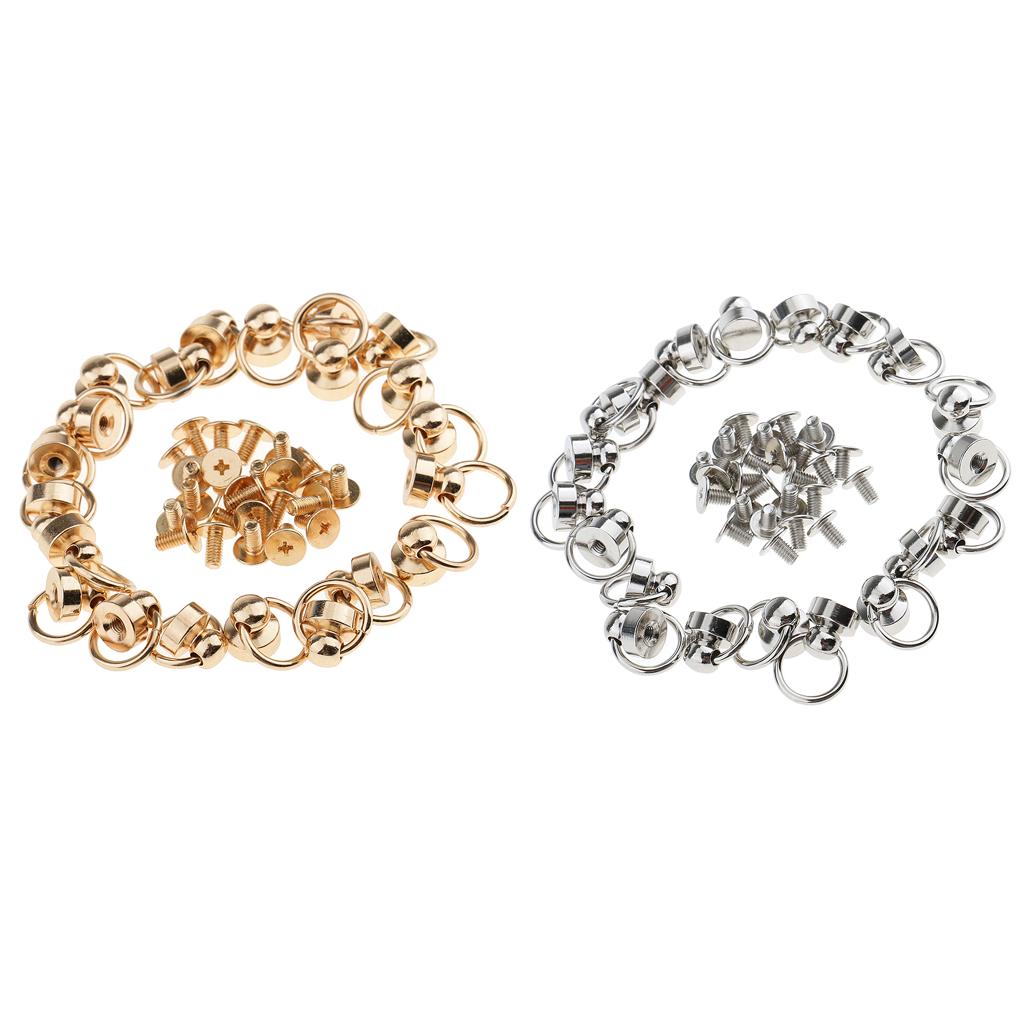 40Pcs Ball post with Round Ring Swivel Screw Back Rivets for Leathercrafts