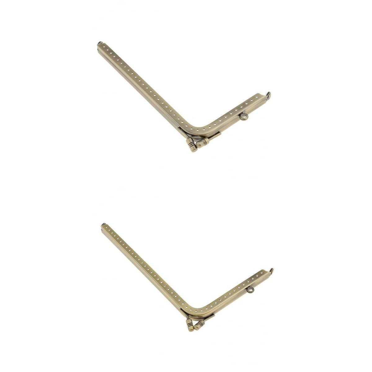 2Pcs Bronze L Shaped Metal Purse Bag Making Frames with Kiss Clasps