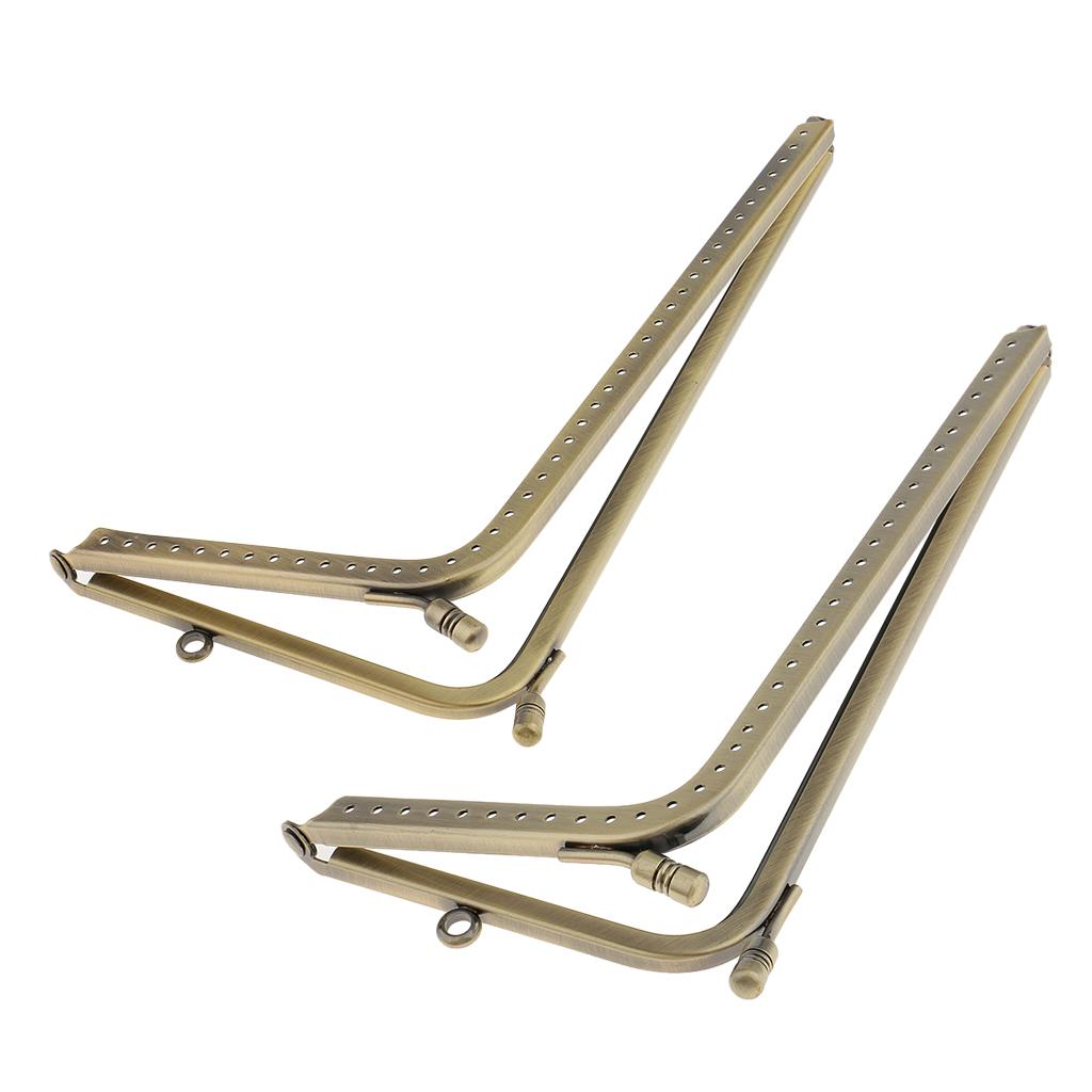 2Pcs Bronze L Shaped Metal Purse Bag Making Frames with Kiss Clasps
