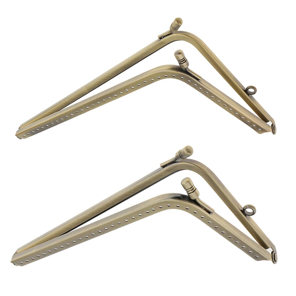 2Pcs Bronze L Shaped Metal Purse Bag Making Frames with Kiss Clasps