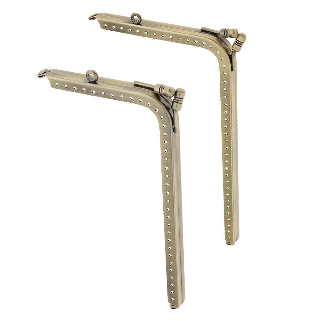 2Pcs Bronze L Shaped Metal Purse Bag Making Frames with Kiss Clasps