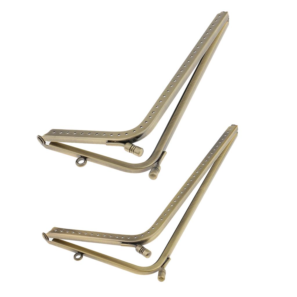 2Pcs Bronze L Shaped Metal Purse Bag Making Frames with Kiss Clasps