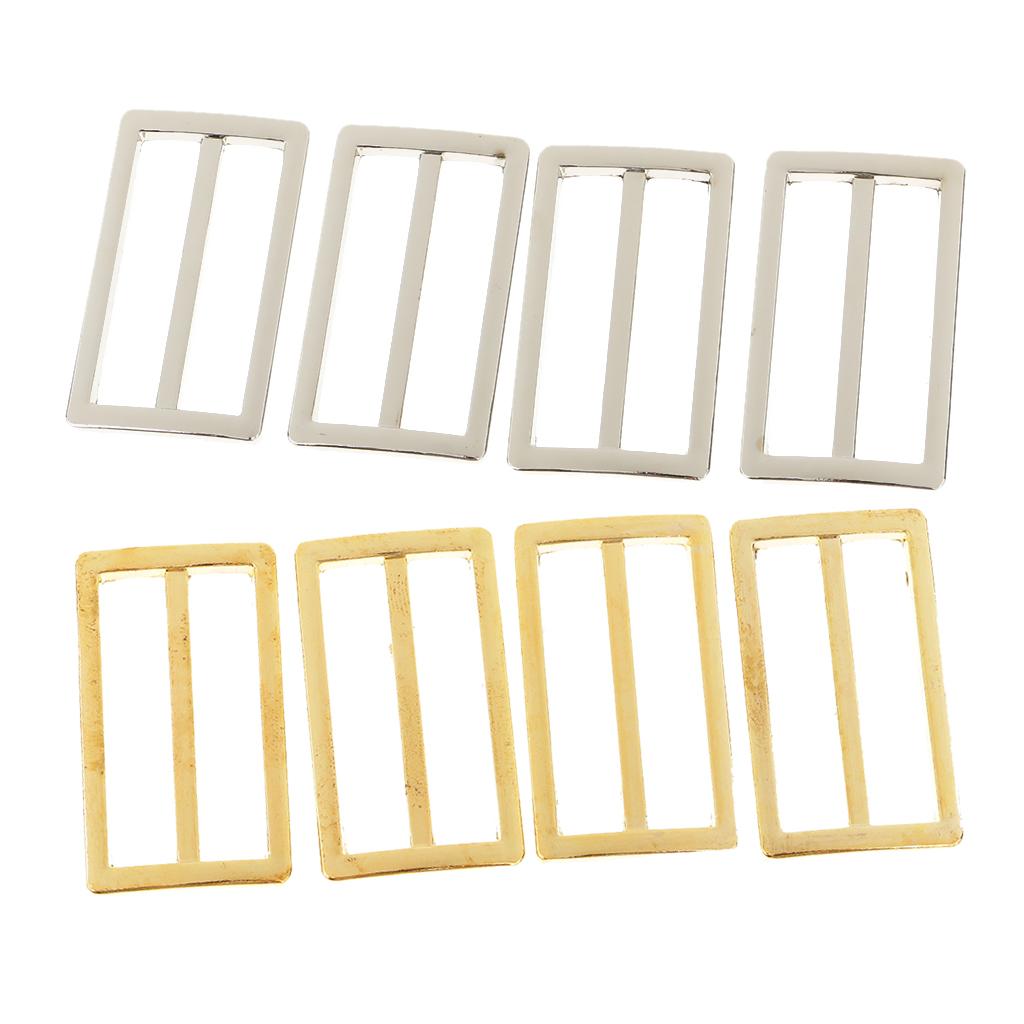 8Pcs Tri-Glide Adjustable Buckles Strap Slide 3 Bar Adjusters Gold Silver