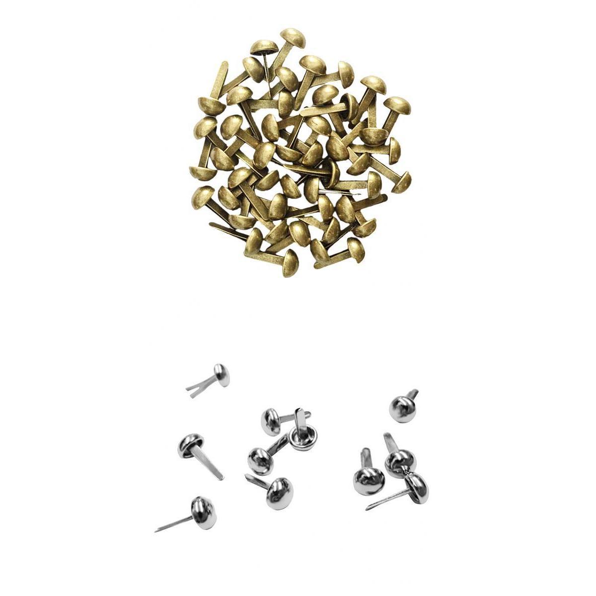 200Pcs Punk Mushroom Rivet Metal Studs Round Screw Craft DIY Bronze Silver