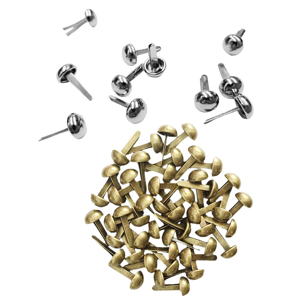 200Pcs Punk Mushroom Rivet Metal Studs Round Screw Craft DIY Bronze Silver