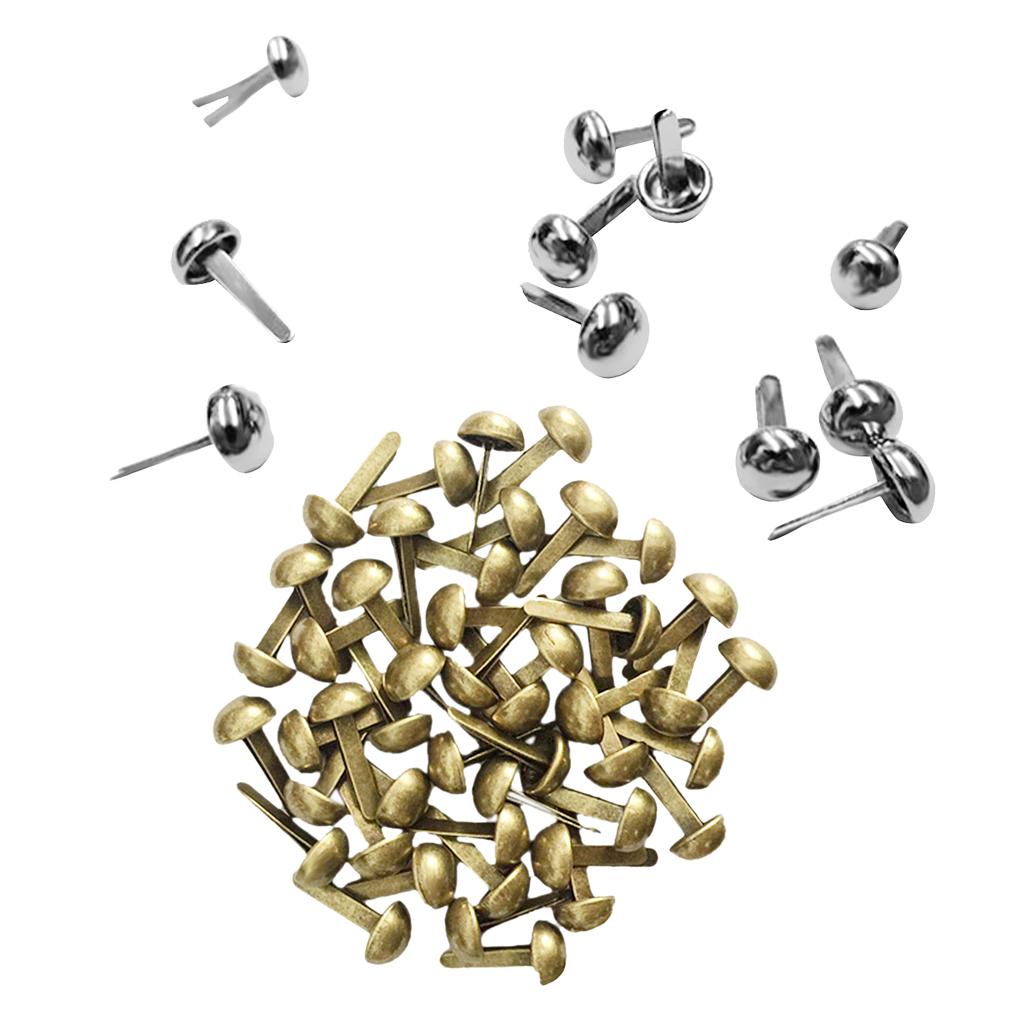 200Pcs Punk Mushroom Rivet Metal Studs Round Screw Craft DIY Bronze Silver