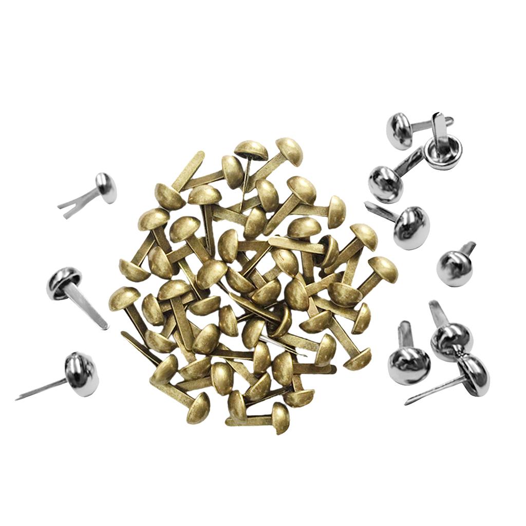 200Pcs Punk Mushroom Rivet Metal Studs Round Screw Craft DIY Bronze Silver