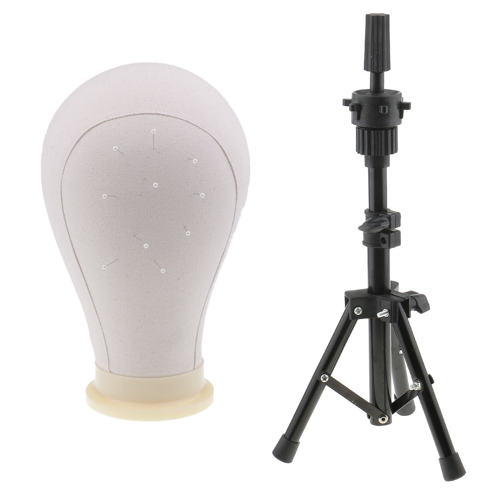 23'' Canvas Mannequin Head for Wigs Hat Making Display Holder Tripod Stand