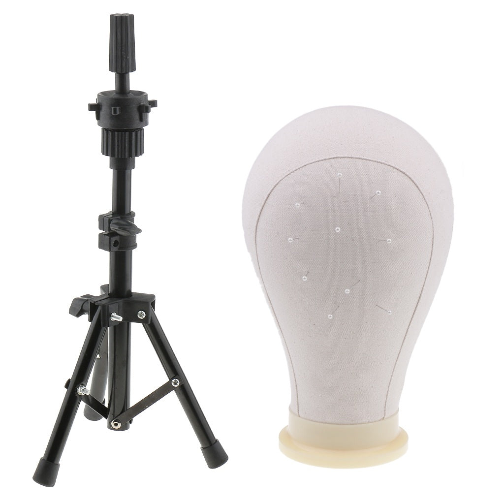 23'' Canvas Mannequin Head for Wigs Hat Making Display Holder Tripod Stand