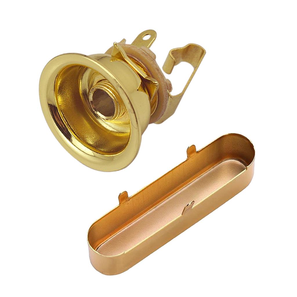 6.35mm 1/4 Jack Plug Socket Output Plate w/ Pickup Cover for TL Guitar Gold"