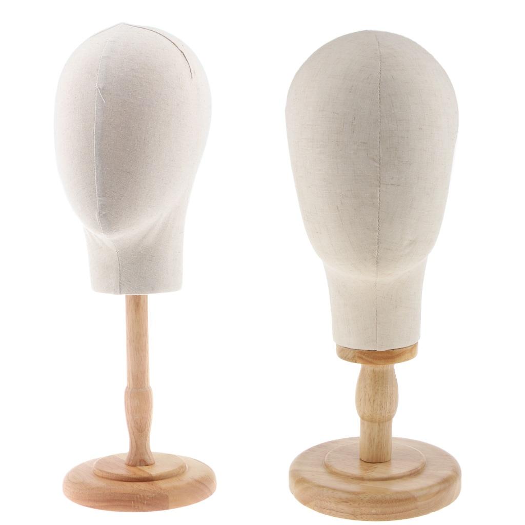 2x Canvas Fiberglass Mannequin Head Wig Hat Glasses Display Model with Stand