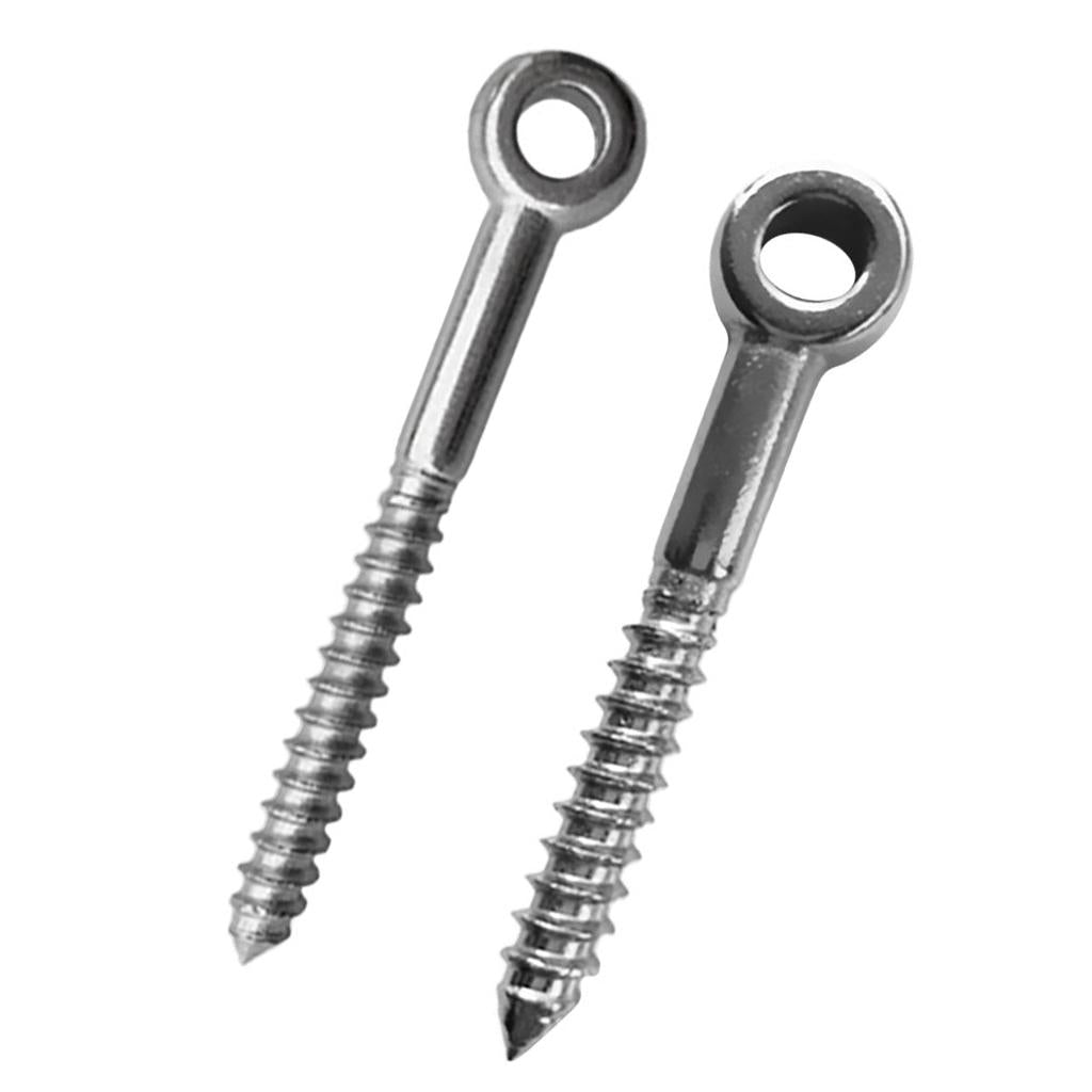 2Pieces Marine Grade 316 Stainless Steel Threaded Screw Lifting Eye Bolt