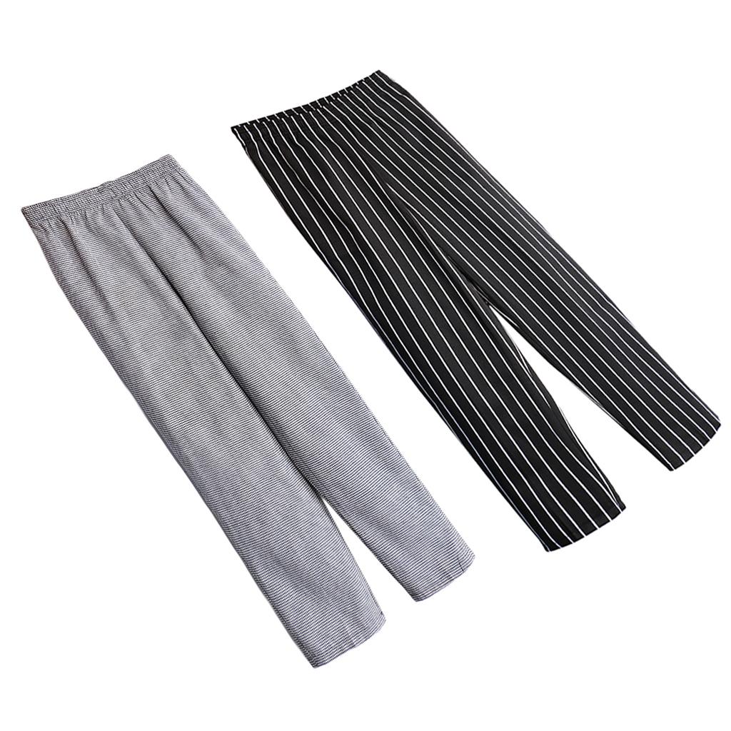 2 Pieces Chef Working Pants Restaurant Elastic Comfy Cook Work Trousers XL