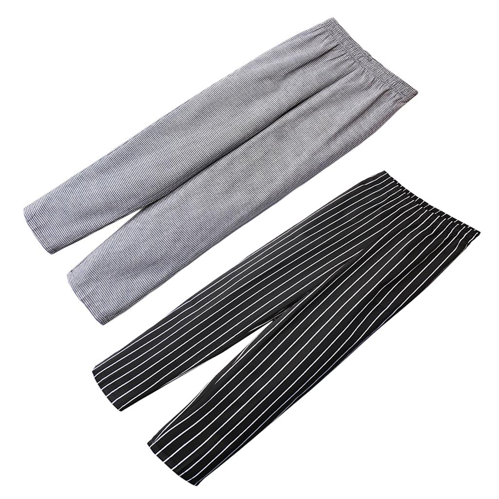 2 Pieces Chef Working Pants Restaurant Elastic Comfy Cook Work Trousers XL