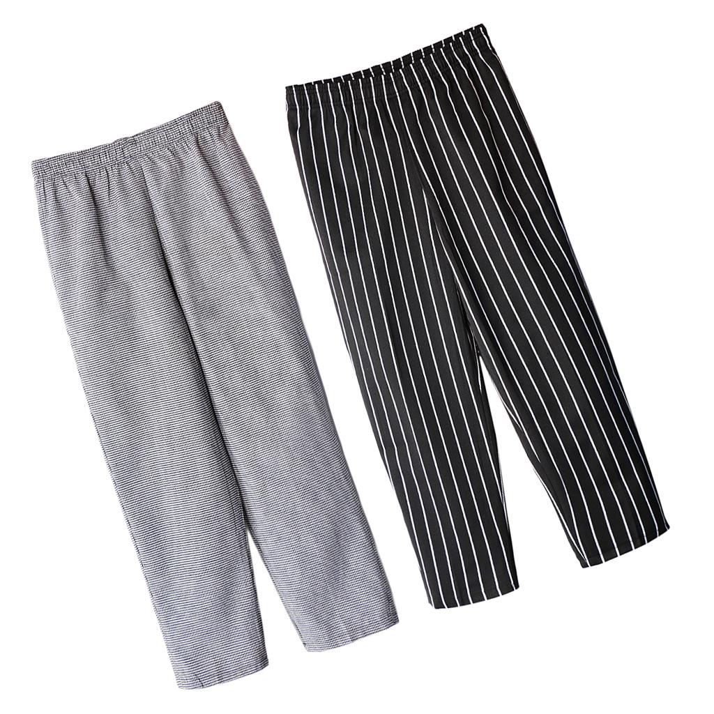 2 Pieces Chef Working Pants Restaurant Elastic Comfy Cook Work Trousers XL