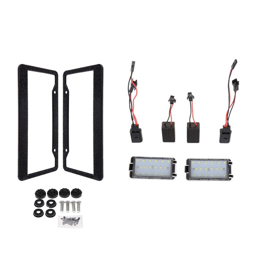2x LED License Number Plate Light for Ibiza Leon + License Plate Frame Black