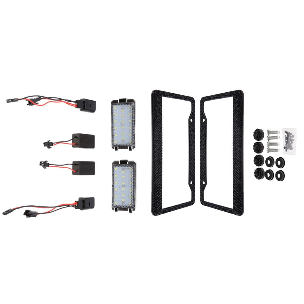 2x LED License Number Plate Light for Ibiza Leon + License Plate Frame Black