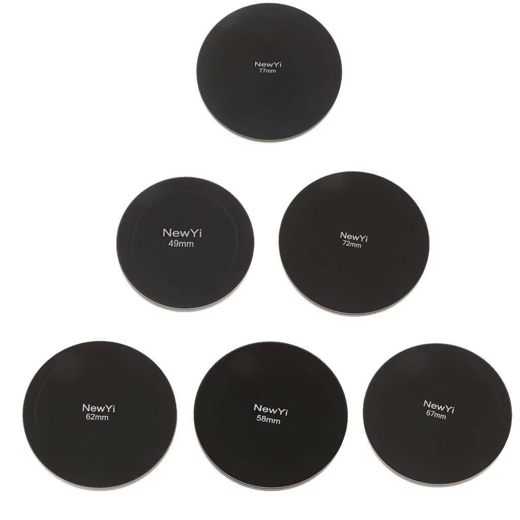 6 Pieces Camera Lens Filter Storage Cap Case Metal Protection Box Cover