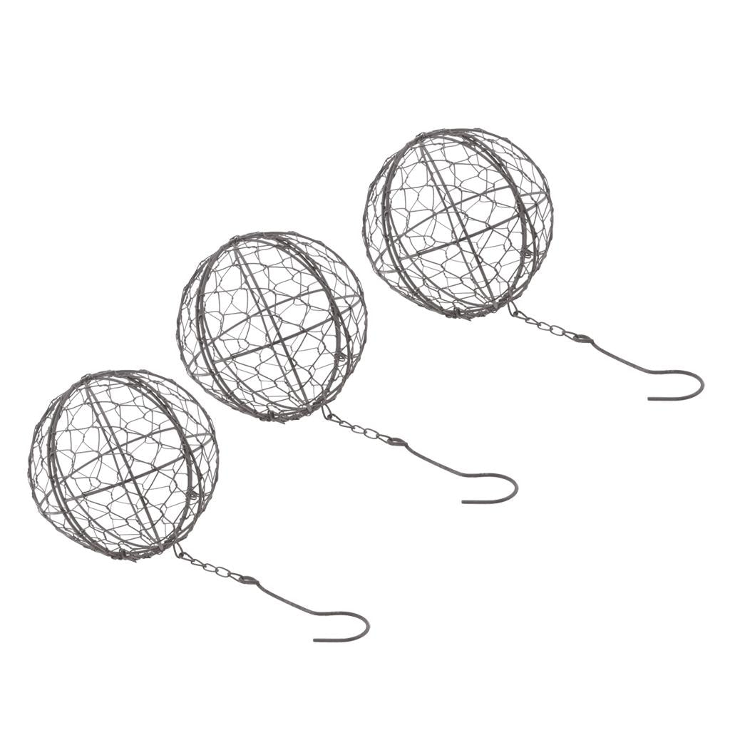 3Pcs 15cm Iron Ball Shape Succulent Pot Metal Hanging Planter Plant Holder