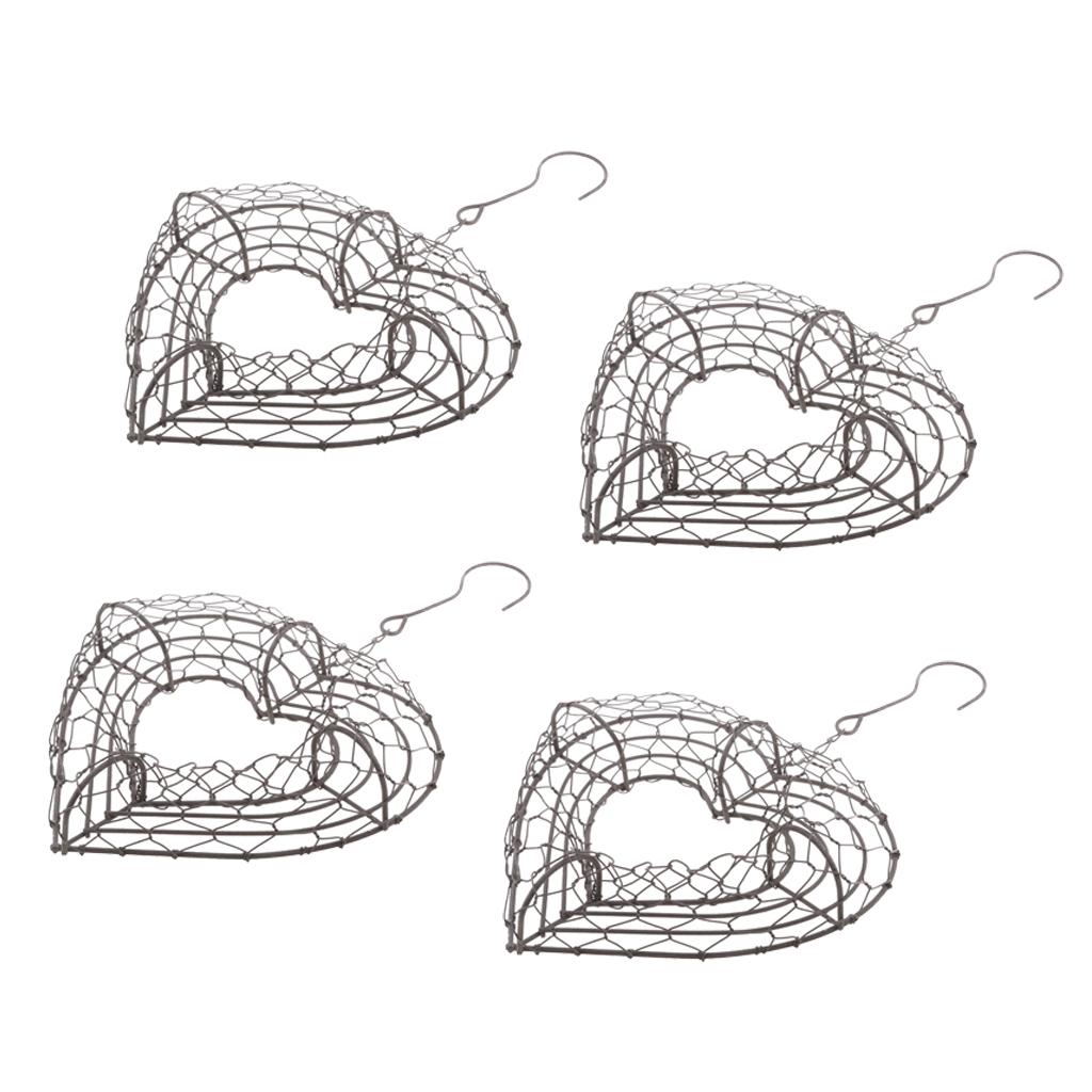 4Pcs 21cm Iron Heart Shape Succulent Pot Metal Hanging Planter Plant Holder