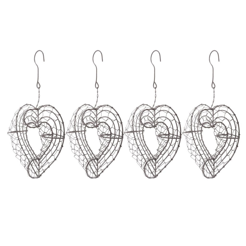 4Pcs 21cm Iron Heart Shape Succulent Pot Metal Hanging Planter Plant Holder
