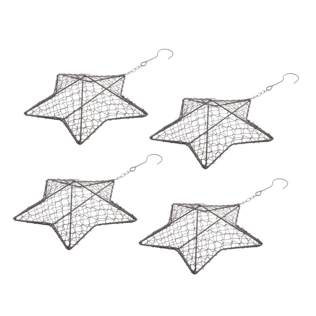 4Pcs 27cm Iron Star Shape Succulent Pot Metal Hanging Planter Plant Holder