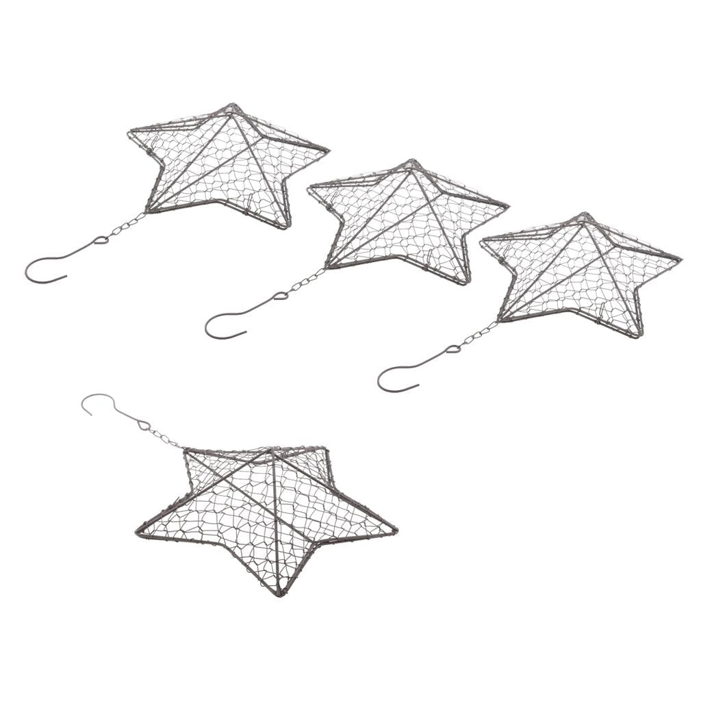 4Pcs 27cm Iron Star Shape Succulent Pot Metal Hanging Planter Plant Holder