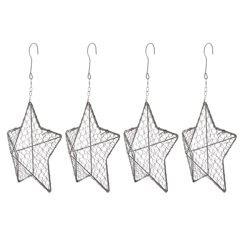 4Pcs 27cm Iron Star Shape Succulent Pot Metal Hanging Planter Plant Holder
