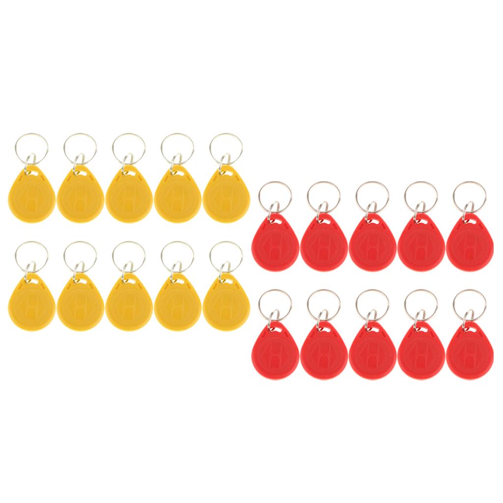 20Pcs 125KHZ RFID Proximity ID Card Token Tags Key Fobs Access System Red