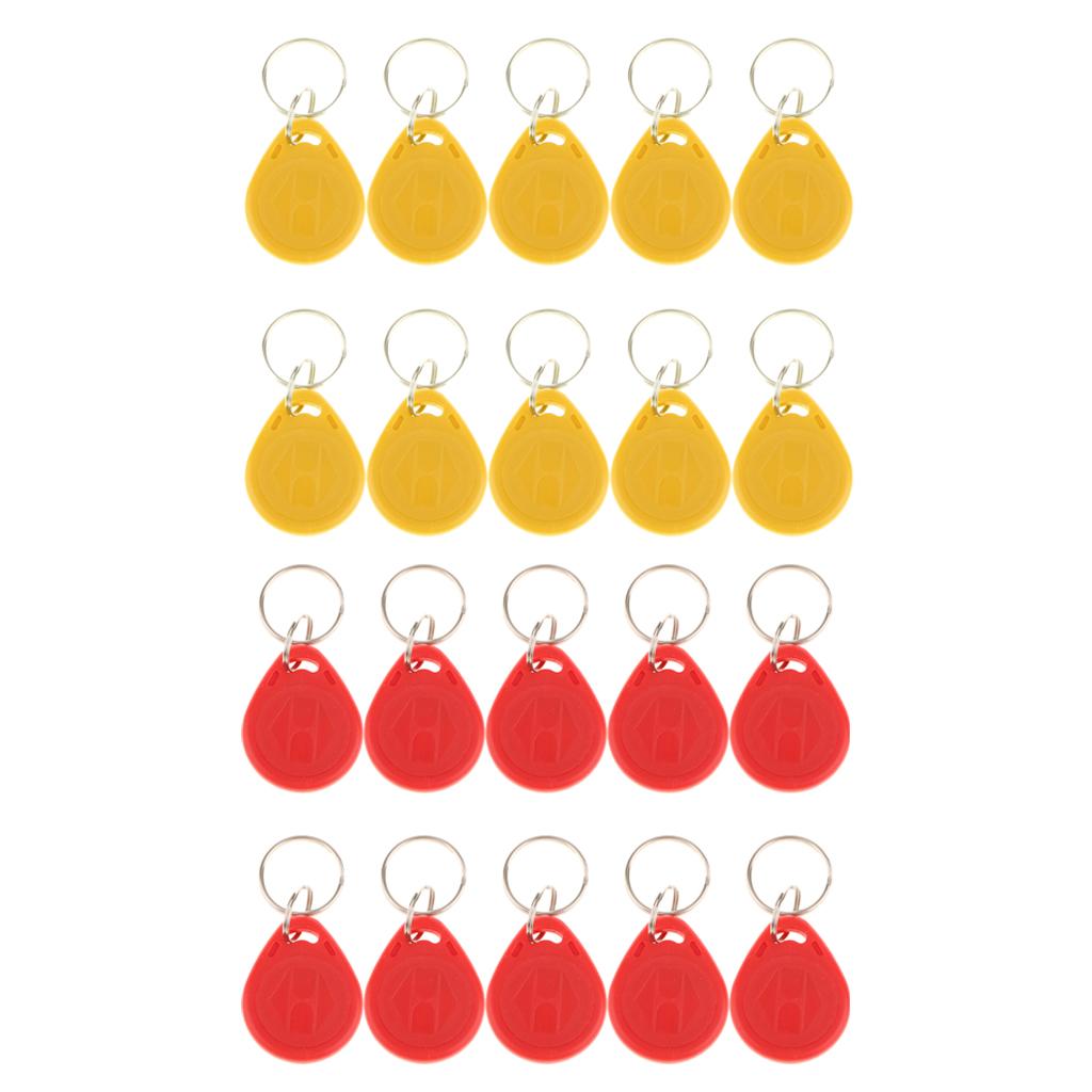 20Pcs 125KHZ RFID Proximity ID Card Token Tags Key Fobs Access System Red