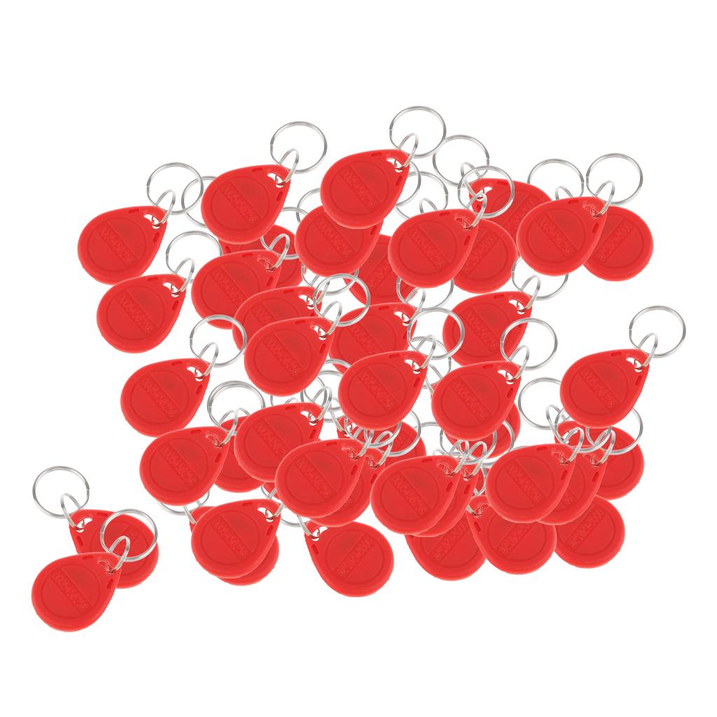 50Pcs 125KHZ RFID Proximity ID Card Token Tags Key Fobs Access System Red