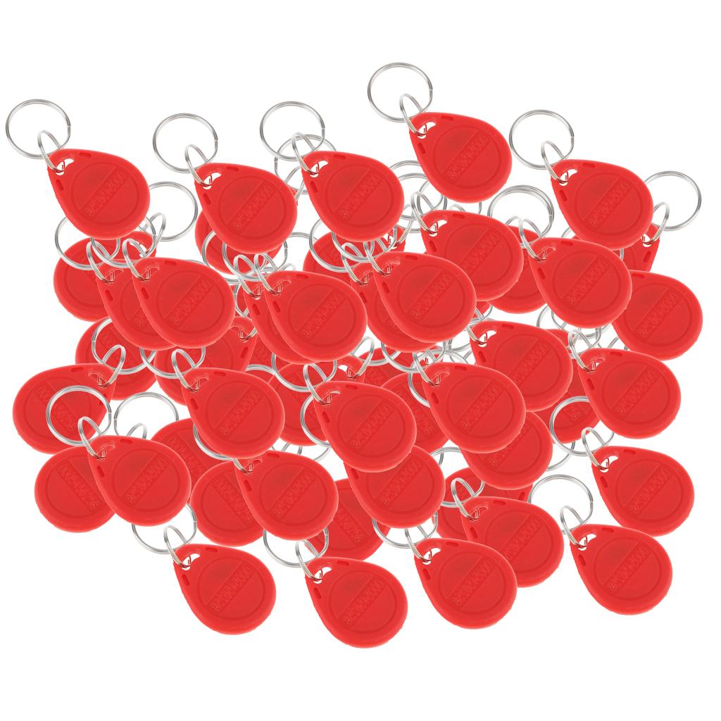 50Pcs 125KHZ RFID Proximity ID Card Token Tags Key Fobs Access System Red