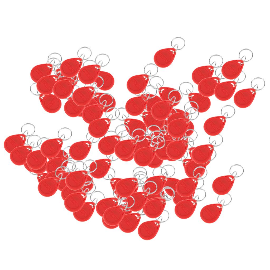 100Pcs 125KHZ RFID Proximity ID Card Token Tags Key Fobs Access System Red