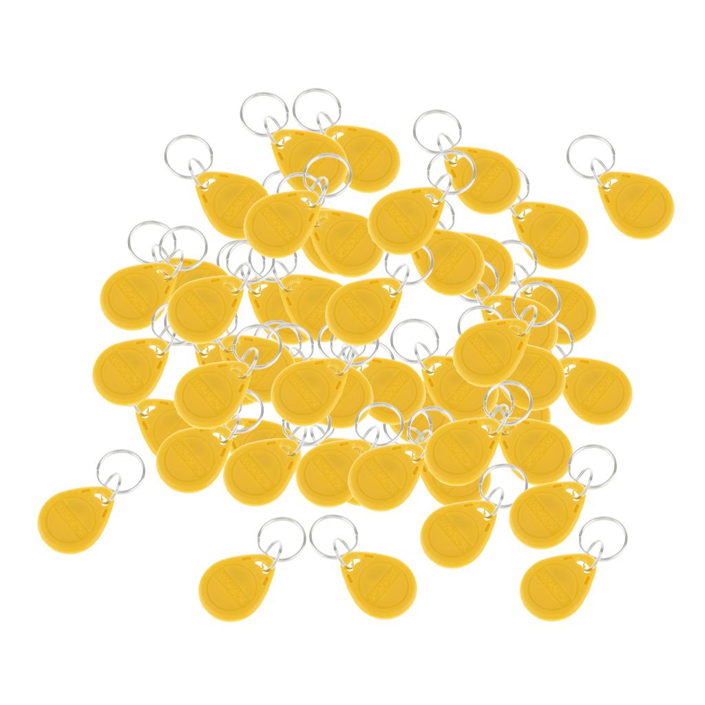 50Pcs 125KHZ RFID Proximity ID Card Token Tags Key Fobs Access System Yellow