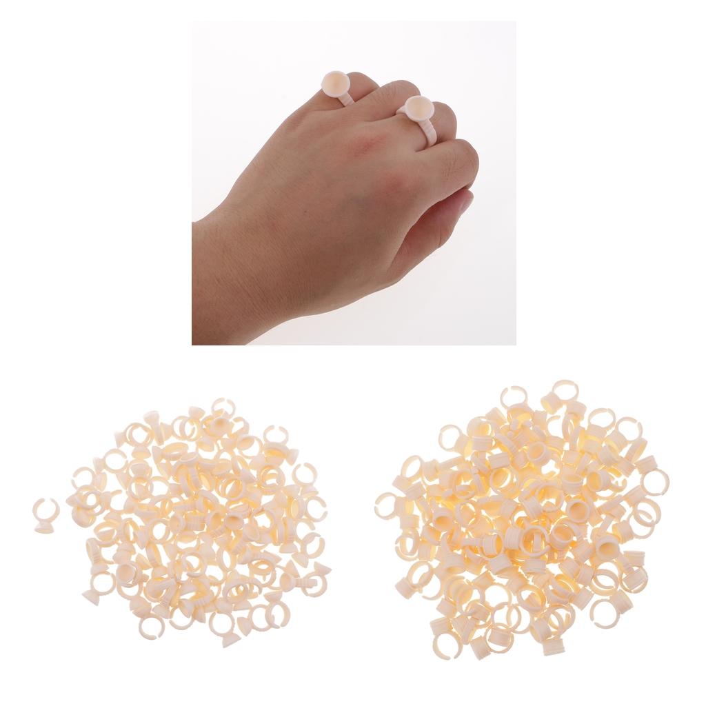 200pcs Silicone Pigment Rings Tattoo Ink Cups Makeup Ring Glue Holder S/M