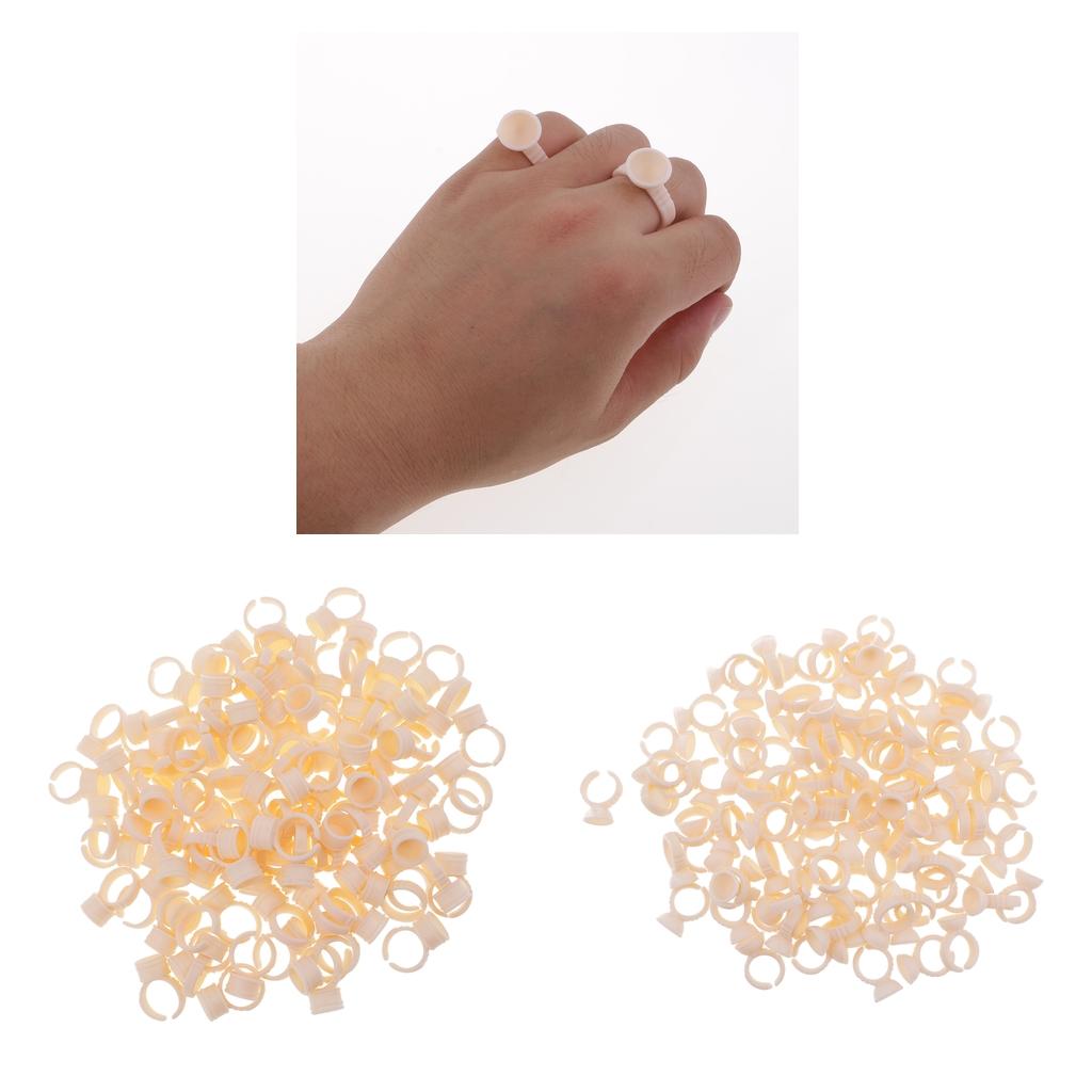 200pcs Silicone Pigment Rings Tattoo Ink Cups Makeup Ring Glue Holder S/M