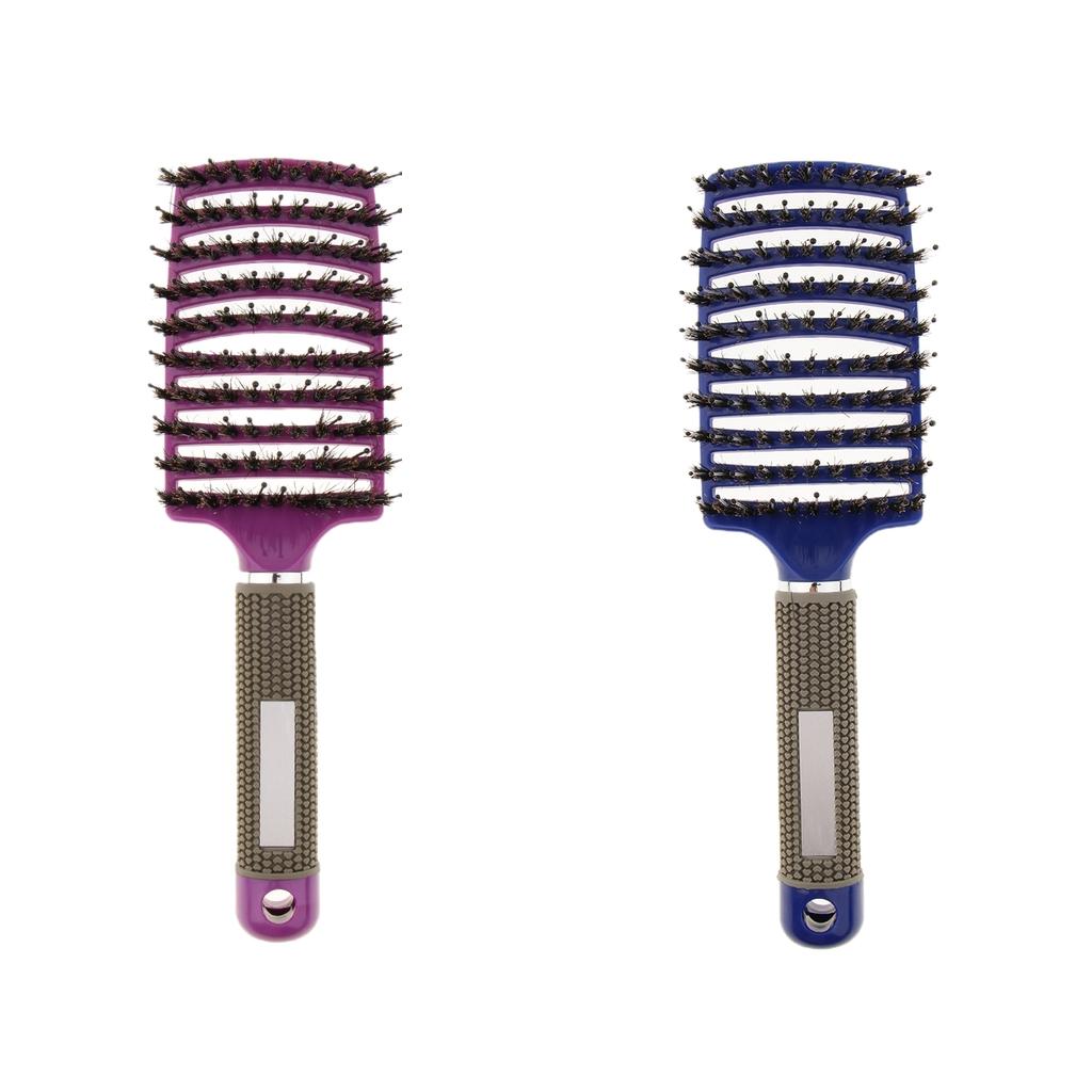 2PCS Salon Bristle Hair Brush Hair Styling Scalp Massage Vent Paddle Comb