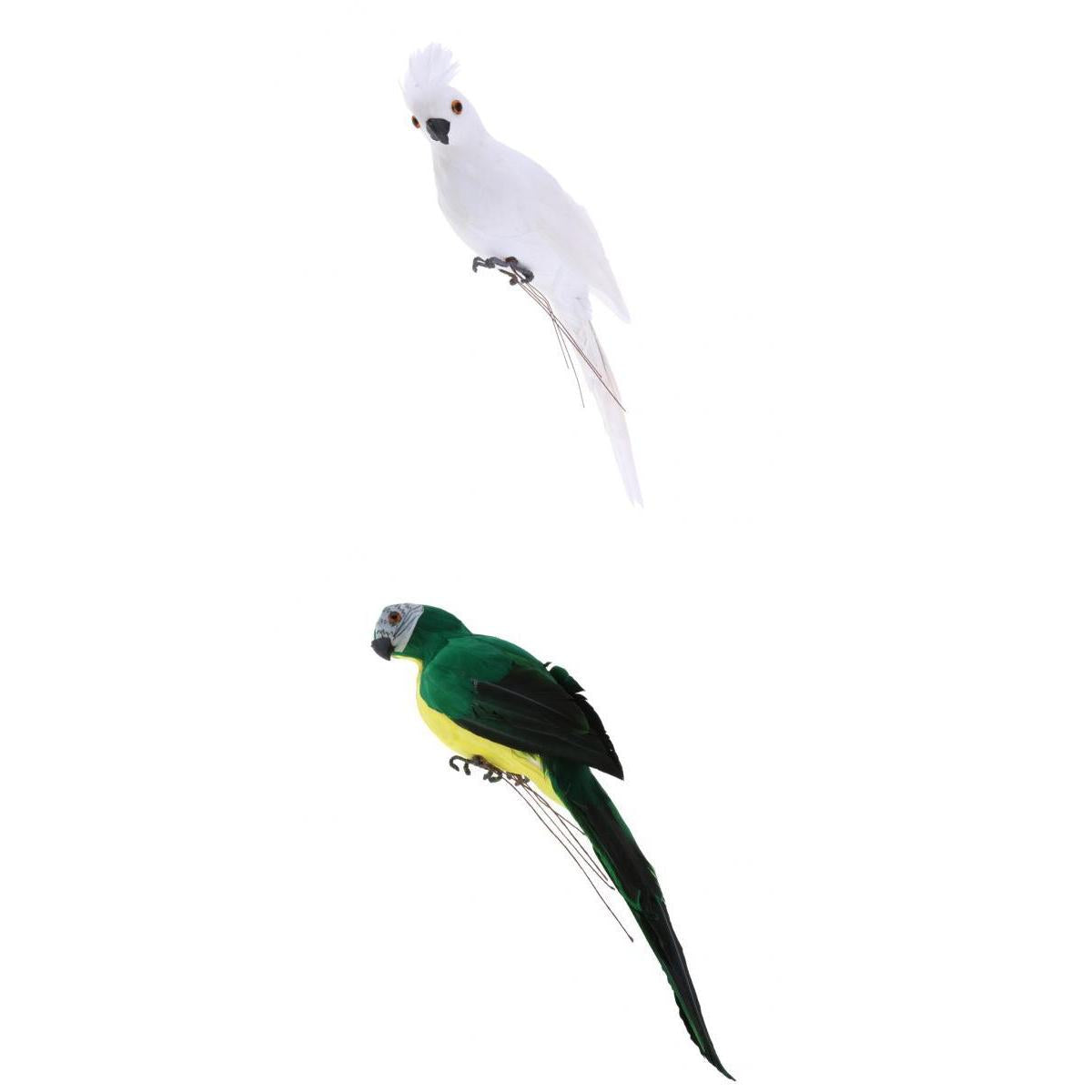 2x Realistic Macaw Parrot Artificial Feather Bird Animal Ornament Toy