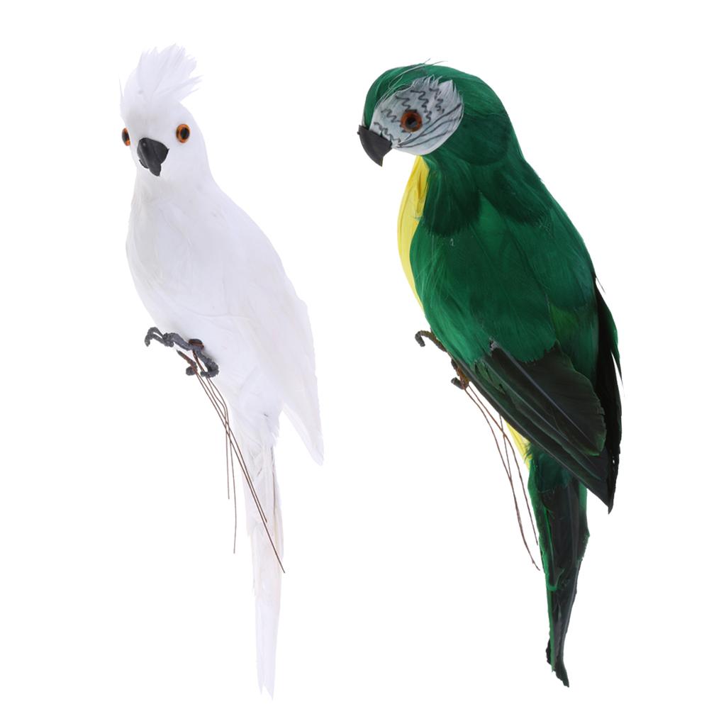 2x Realistic Macaw Parrot Artificial Feather Bird Animal Ornament Toy