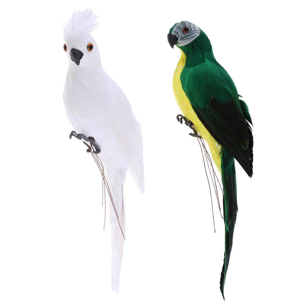 2x Realistic Macaw Parrot Artificial Feather Bird Animal Ornament Toy
