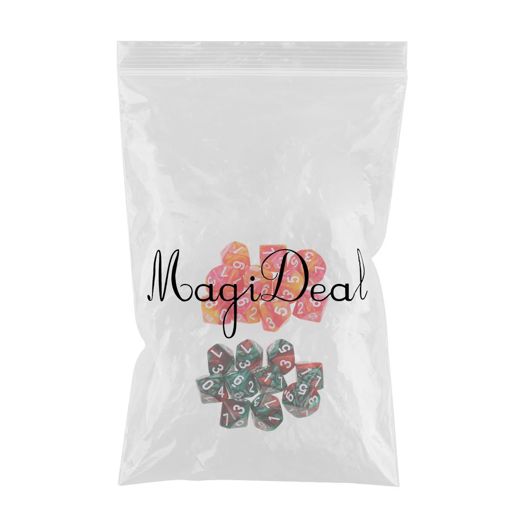20pcs 10 Sided D10 Polyhedral Dice Double Color for DND RPG Orange Red
