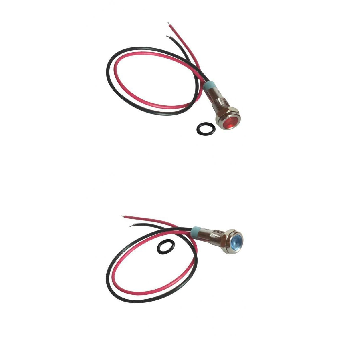 6mm Red &Blue LED Metal Indicator Light Waterproof Signal Pilot Dash Lamp 6V