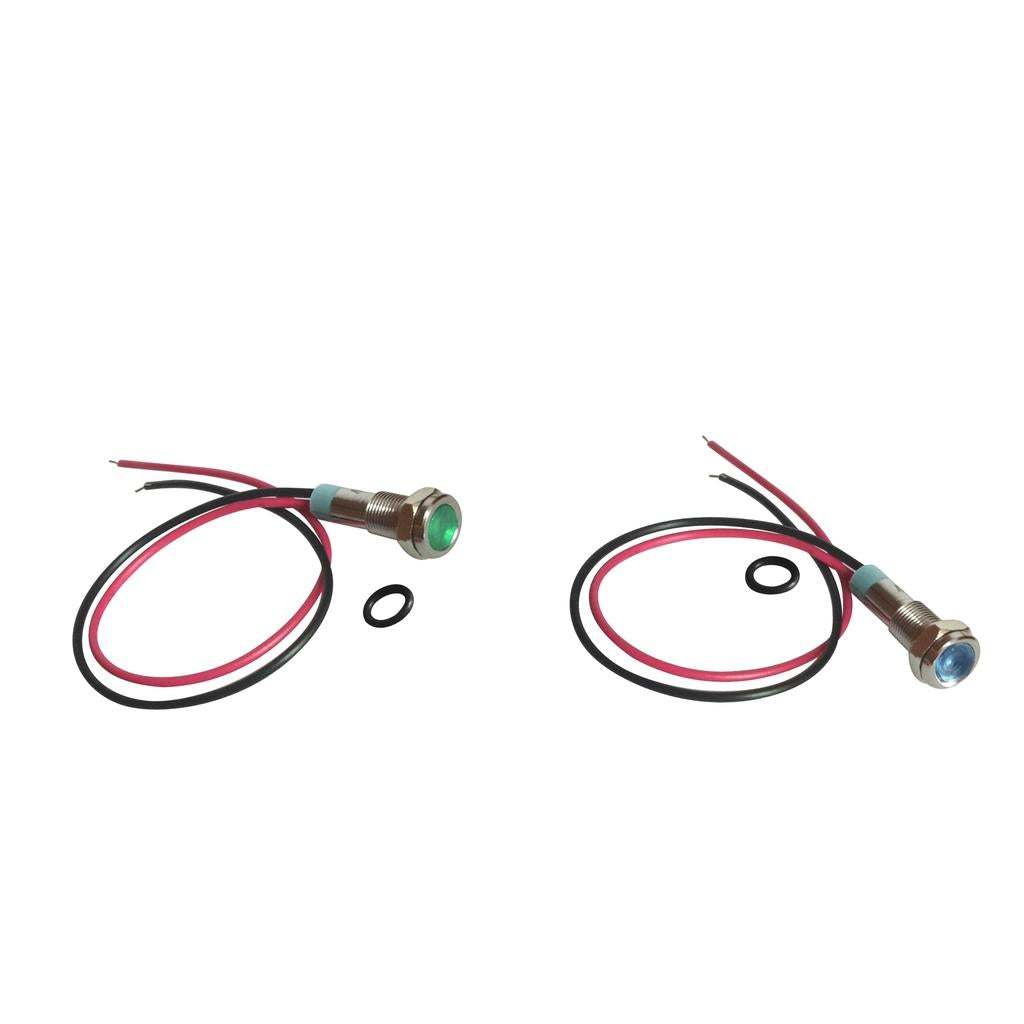 2x Blue&Green 6mm 12V Signal Power Supply LED Indicator Light Lamp Pre-Wired