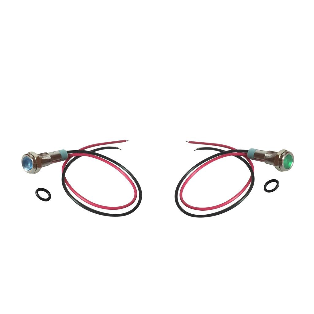 2x Blue&Green 6mm 12V Signal Power Supply LED Indicator Light Lamp Pre-Wired