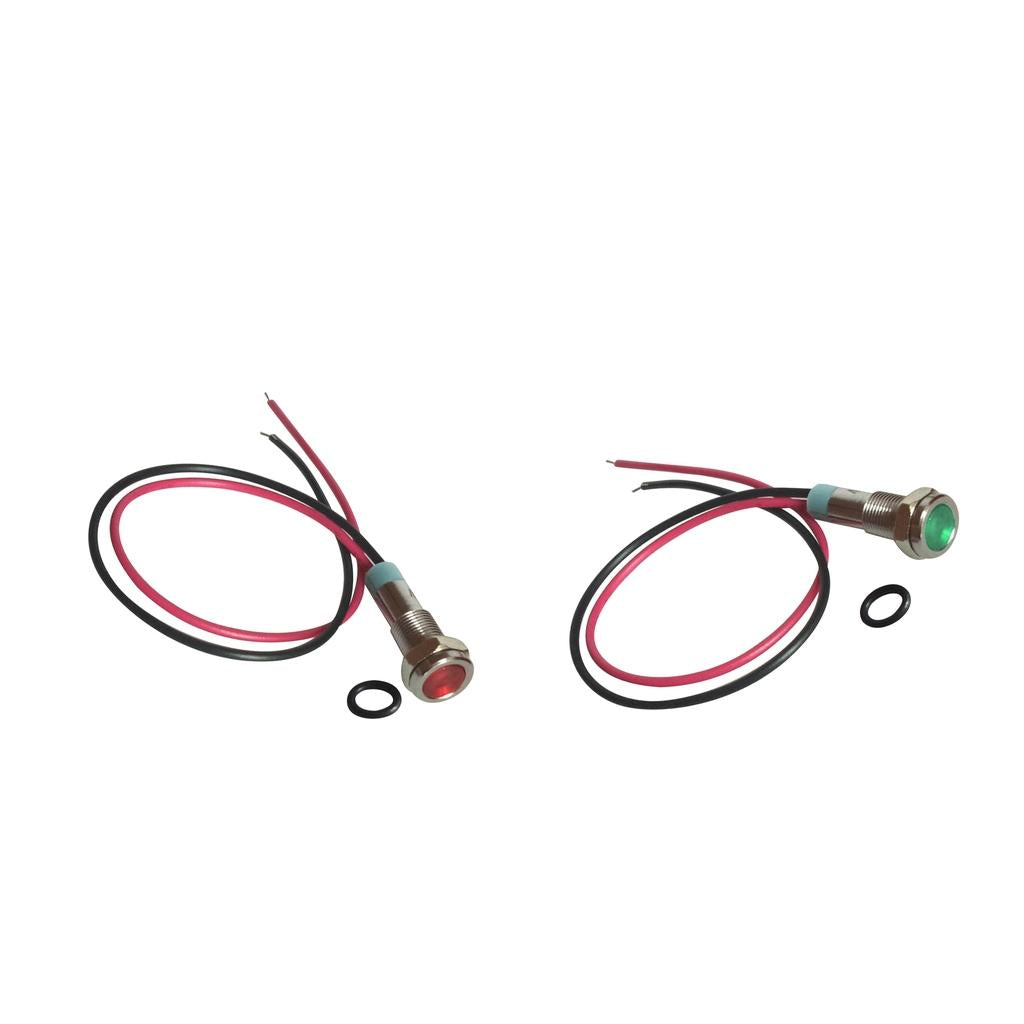 2x Green&Red 220V 6mm Signal Power Supply LED Indicator Light Lamp With Wire