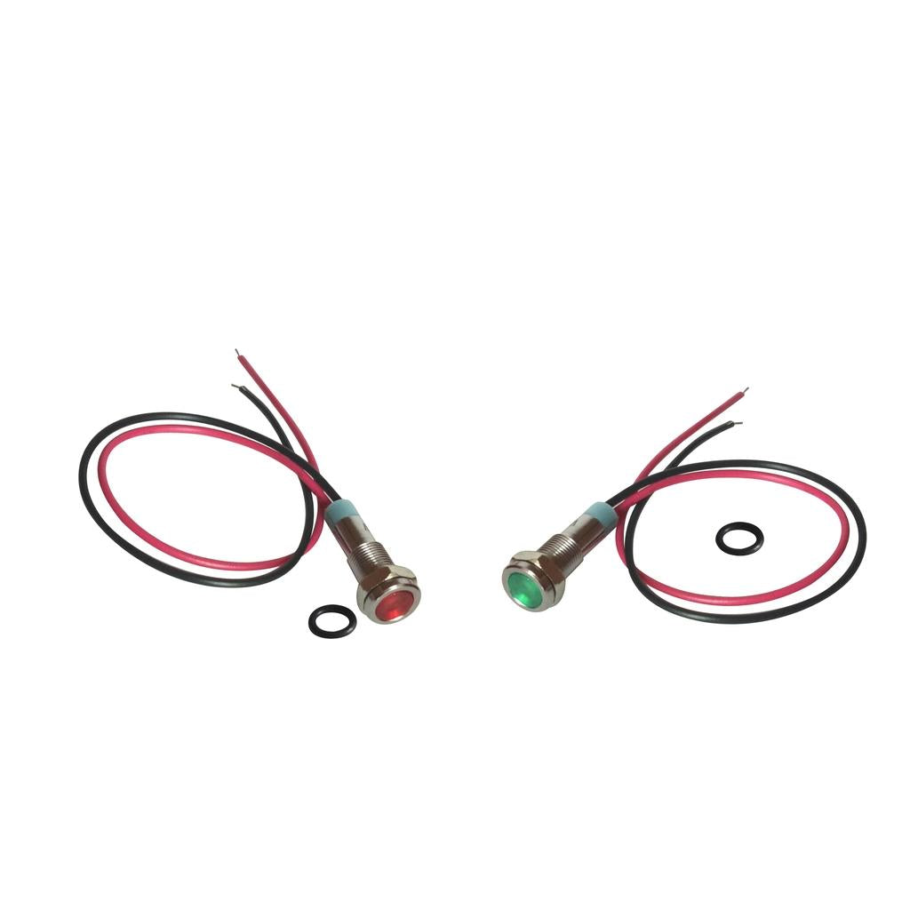2x Green&Red 220V 6mm Signal Power Supply LED Indicator Light Lamp With Wire