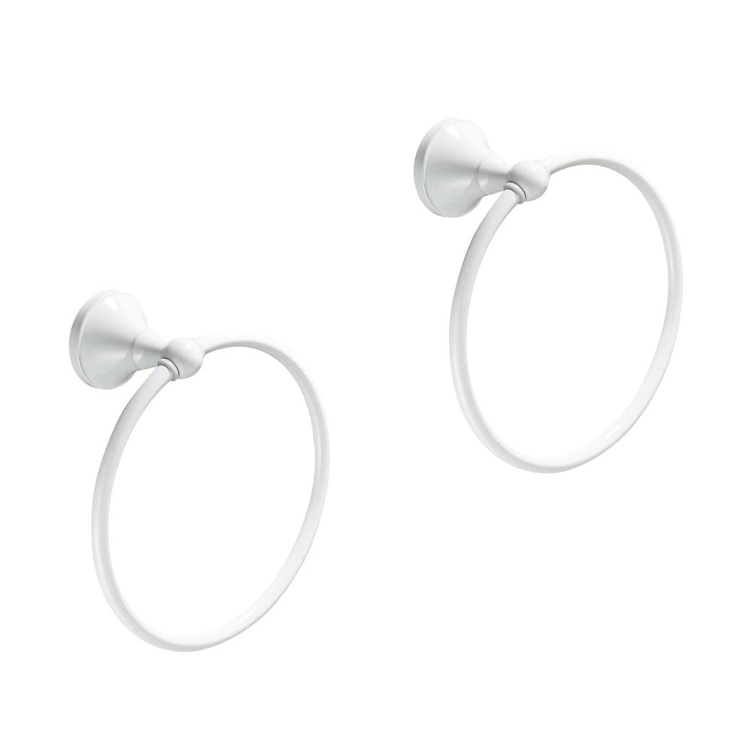 2x Chrome Towel Ring Hand Rack Holder Wall Mounted Bathroom Towel Rack White